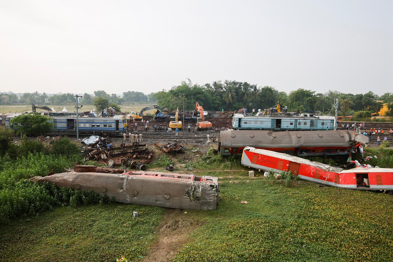 Aftermath of a train crash in India
