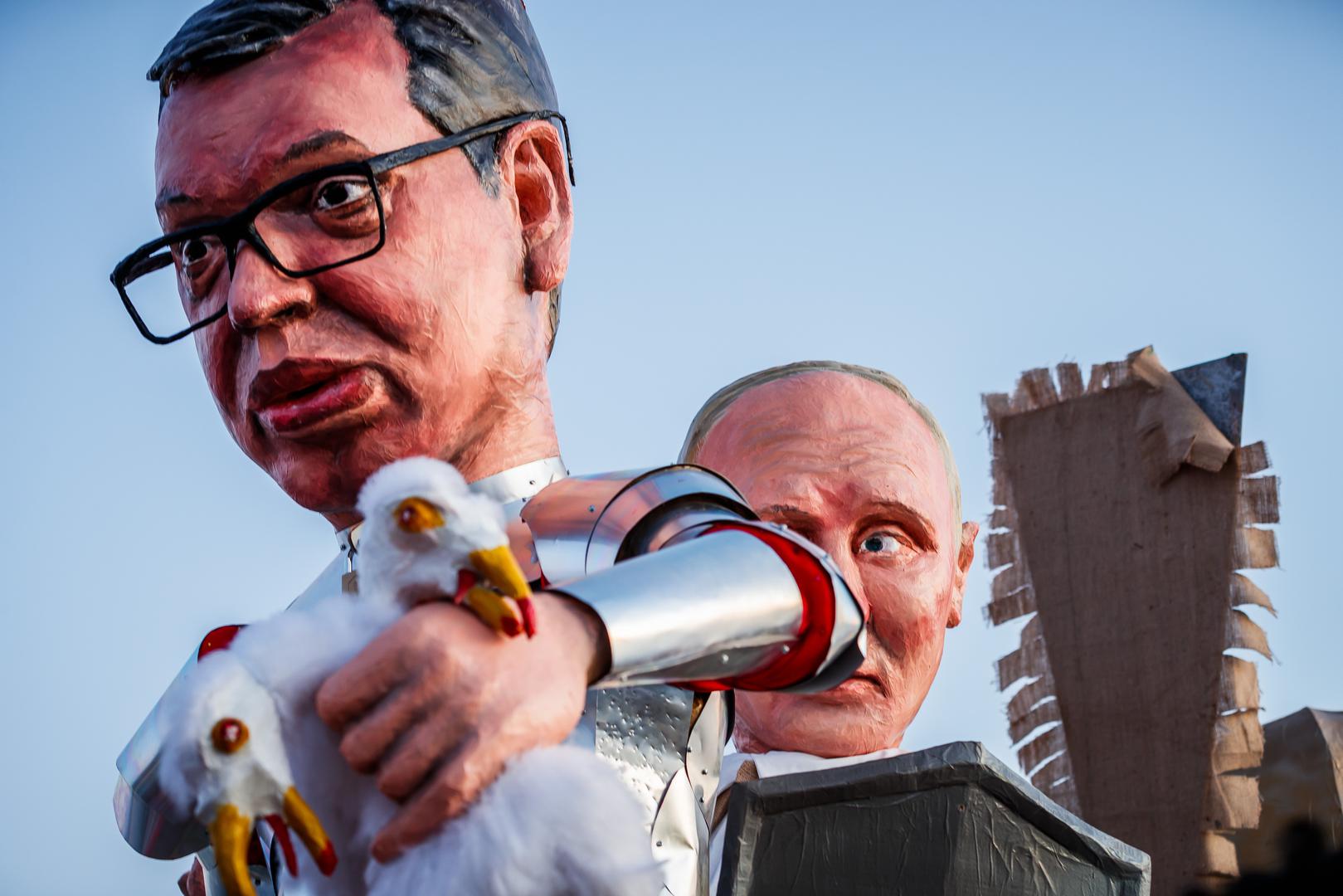 13.02.2024., Kastel Stari - Na pokladni utorak Krnjevalska Udruga 'Poklade' odrzala je 211. Krnjeval u kojem su krnjo bili Aleksandar Vucic i Vladimir Putin. Photo: Zvonimir Barisin/PIXSELL