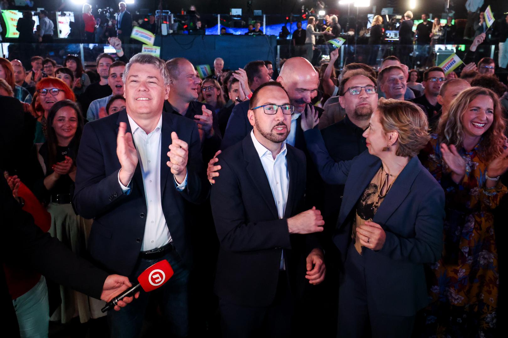 18.05.2025., Zagreb - Docek izbornih rezultata u izbornom stozeru stranke Mozemo! i SDP-a u Tvornici kulture. Photo: Igor Kralj/PIXSELL