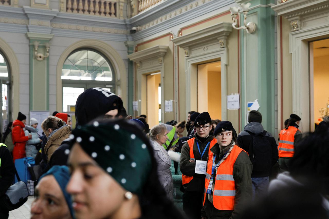 Polish Scouts volunteer in receiving and helping people fleeing Russia's invasion of Ukraine, in Przemysl