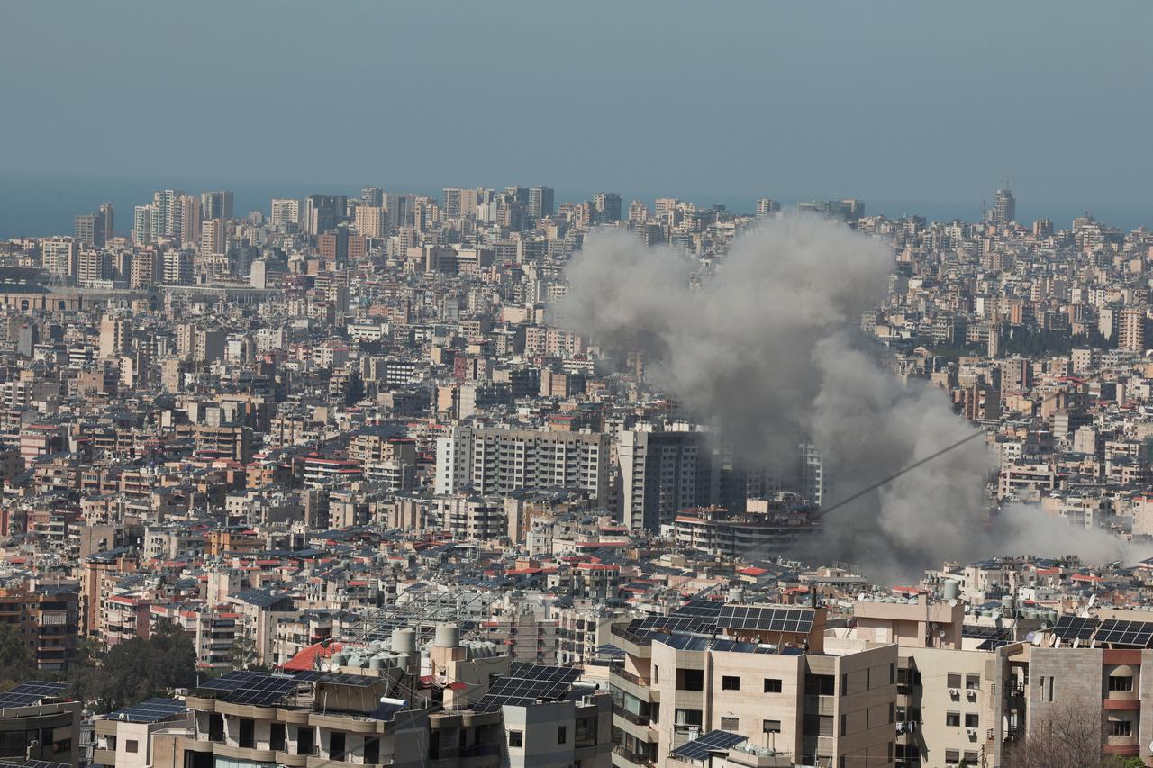 Smoke rises after Israeli strike on Beirut's southern suburbs