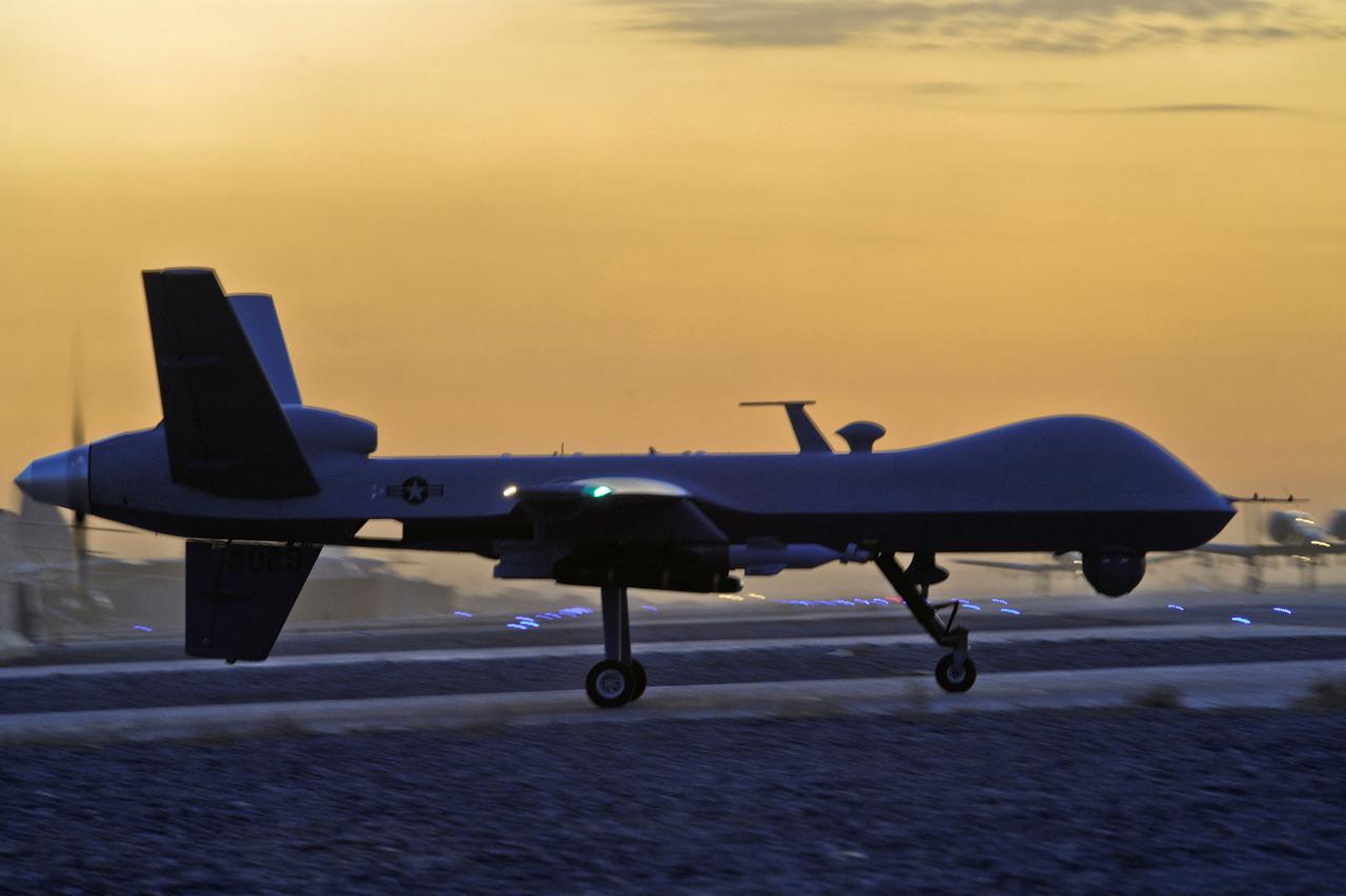FILE PHOTO: A MQ-9 Reaper drone taxis at Kandahar Airfield, Afghanistan
