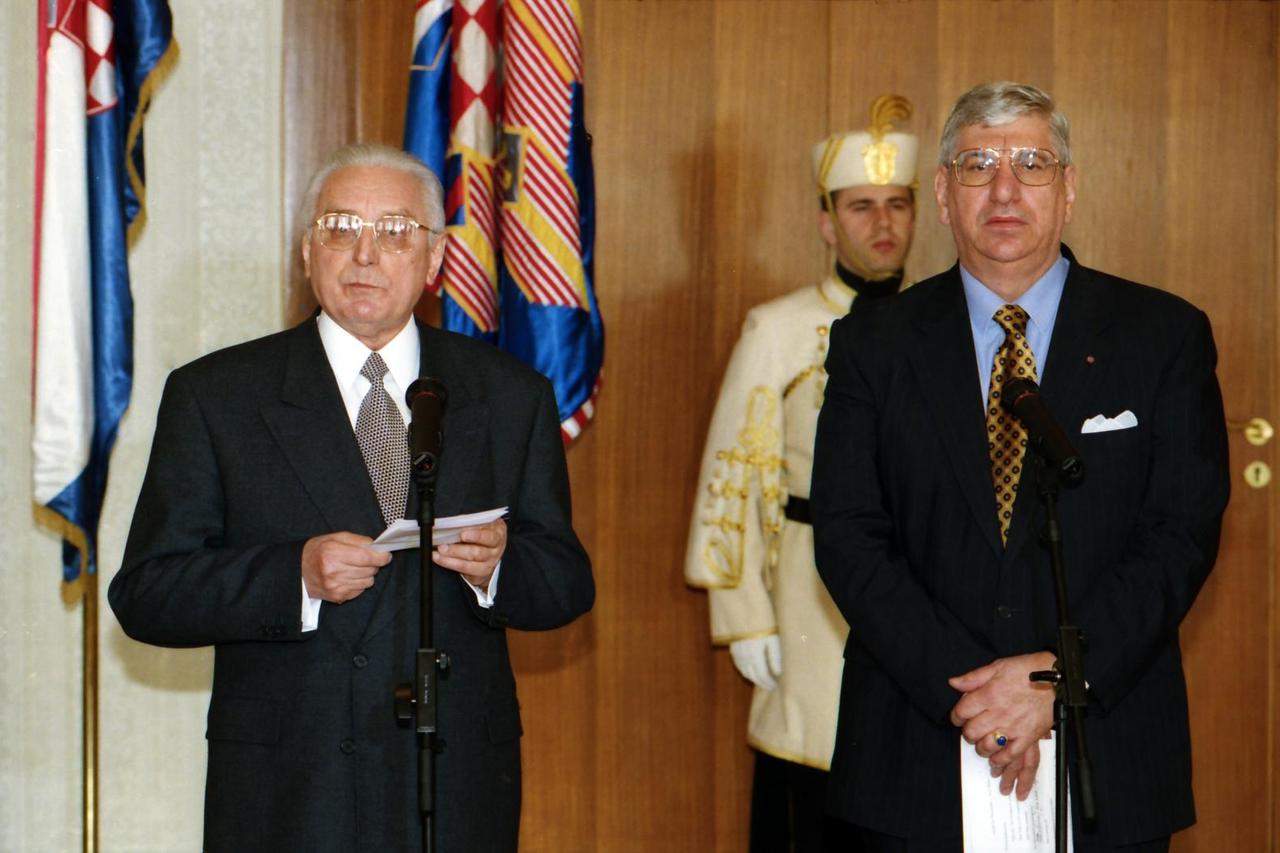 U Predsjedničkim dvorima susreli se Franjo Tuđman i Jacques Paul Klein, 10.04.1997.