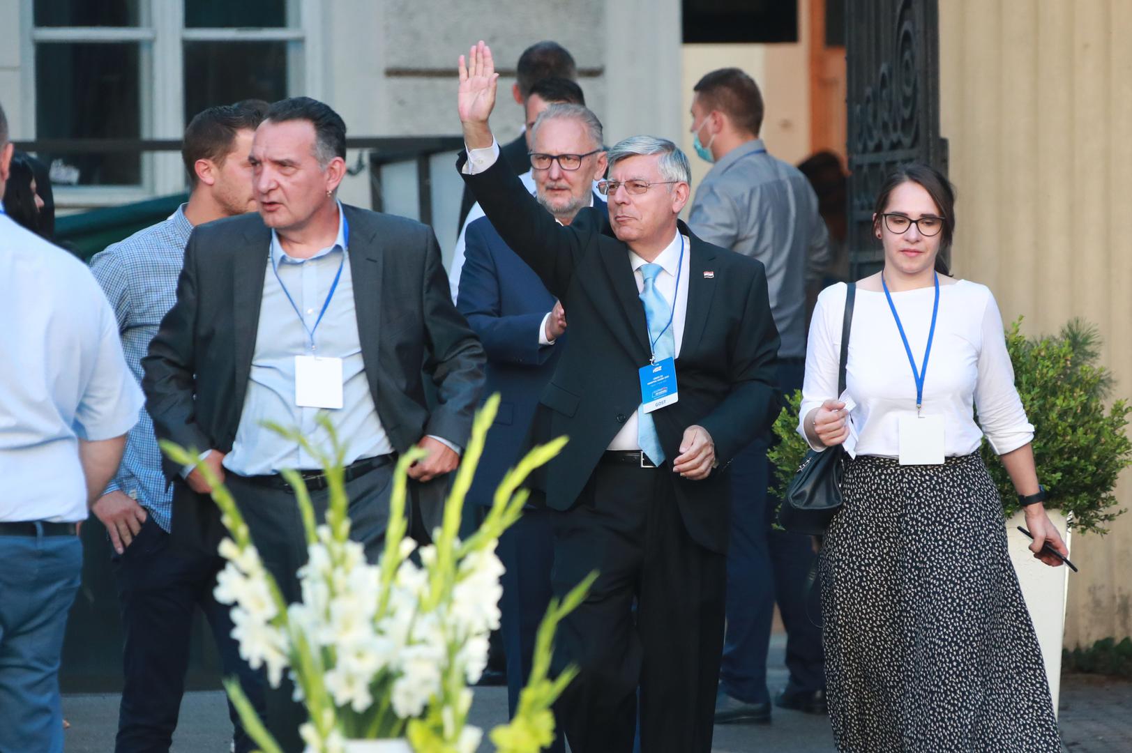 05.07.2020., Zagreb - Docek izbornih rezultata u stozeru HDZ-a u Arheoloskom muzeju. Davor Bozinovic, Zeljko Reiner Photo: Sanjin Strukic/PIXSELL