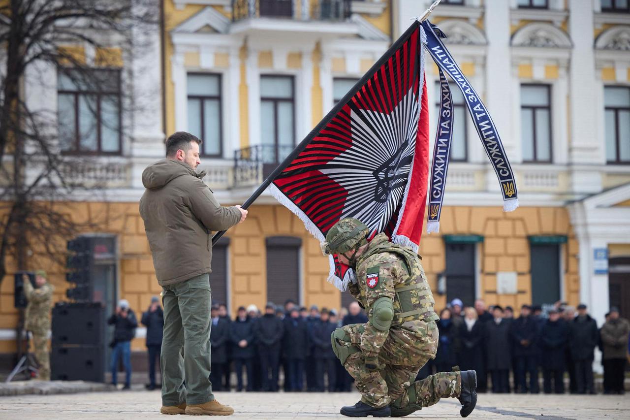 Ukraine's President Zelenskiy attends a ceremony dedicated to the first anniversary of the Russian invasion of Ukraine in Kyiv