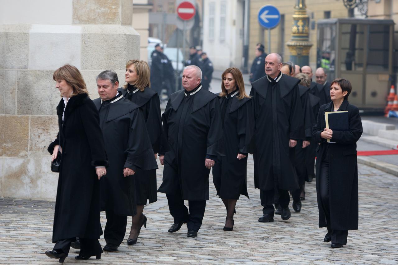 18.02.2010., Zagreb - Svecana inauguracija treceg hrvatskog predsjednika Ive Josipovica na Markovom trgu. Ustavni suci.  Photo: Boris Scitar/PIXSELL