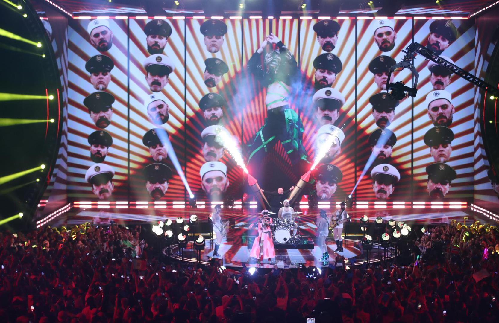 09.05. 2023. Liverpool - Poceo je 67. Eurosong. U prvoj eurovizijskoj polufinalnoj veceri nastupaju predstavnici Hrvatske,  grupa Let 3 s pjesmom Mama SC. Za prolazak dalje bore i Norveska, Malta, Srbija, Latvija, Portugal, Irska, Svicarska, Izrael, Moldavija, Svedska, Azerbajdzan, Ceska, Nizozemska i Finska. Predstavnica Hrvatske Lwt 3 s pjesmom Mama SC  Photo: Sanjin Strukic/PIXSELL