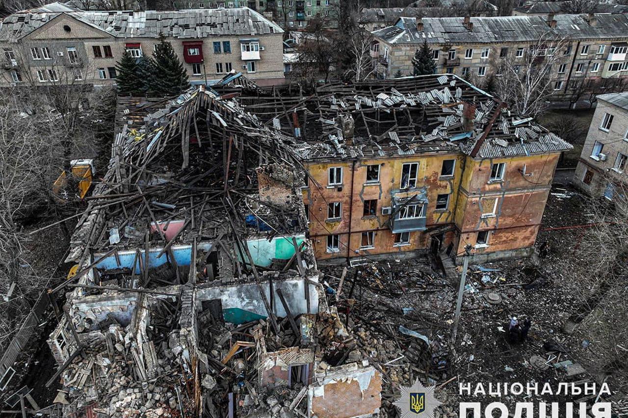 Aftermath of a Russian missile strike in Selydove