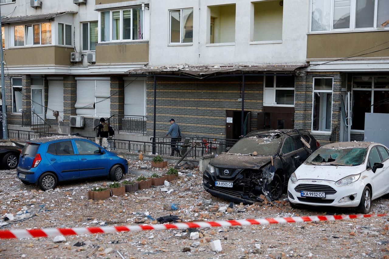 Aftermath of a Russian drone strike in Kyiv