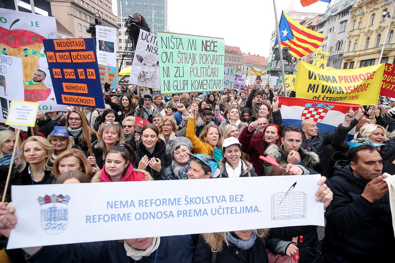 Prosvjed prosvjetnih radnika pod nazivom Hrvatska mora bolje u Zagrebu