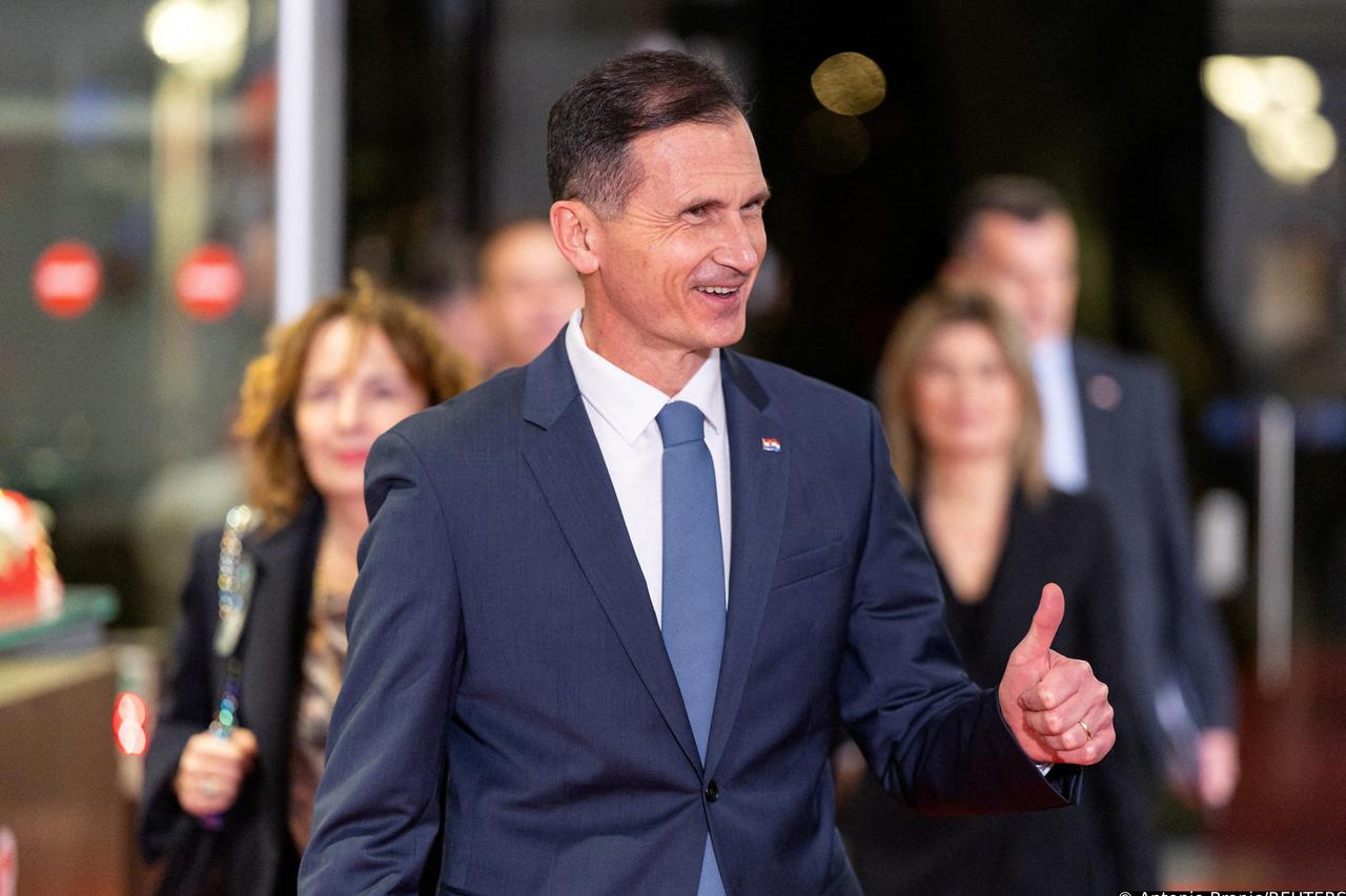 Presidential candidate Dragan Primorac arrives at Croatian Radio Television (HRT) ahead of the second round of presidential election in Zagreb
