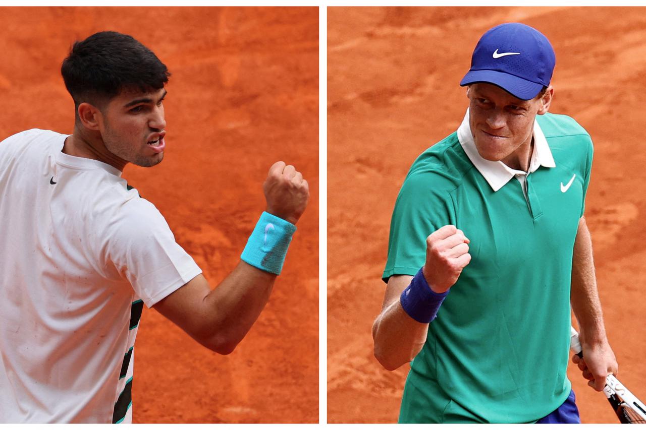 A combination picture shows Spain's Carlos Alcaraz and Italy's Jannik Sinner ahead of the French Open men's final