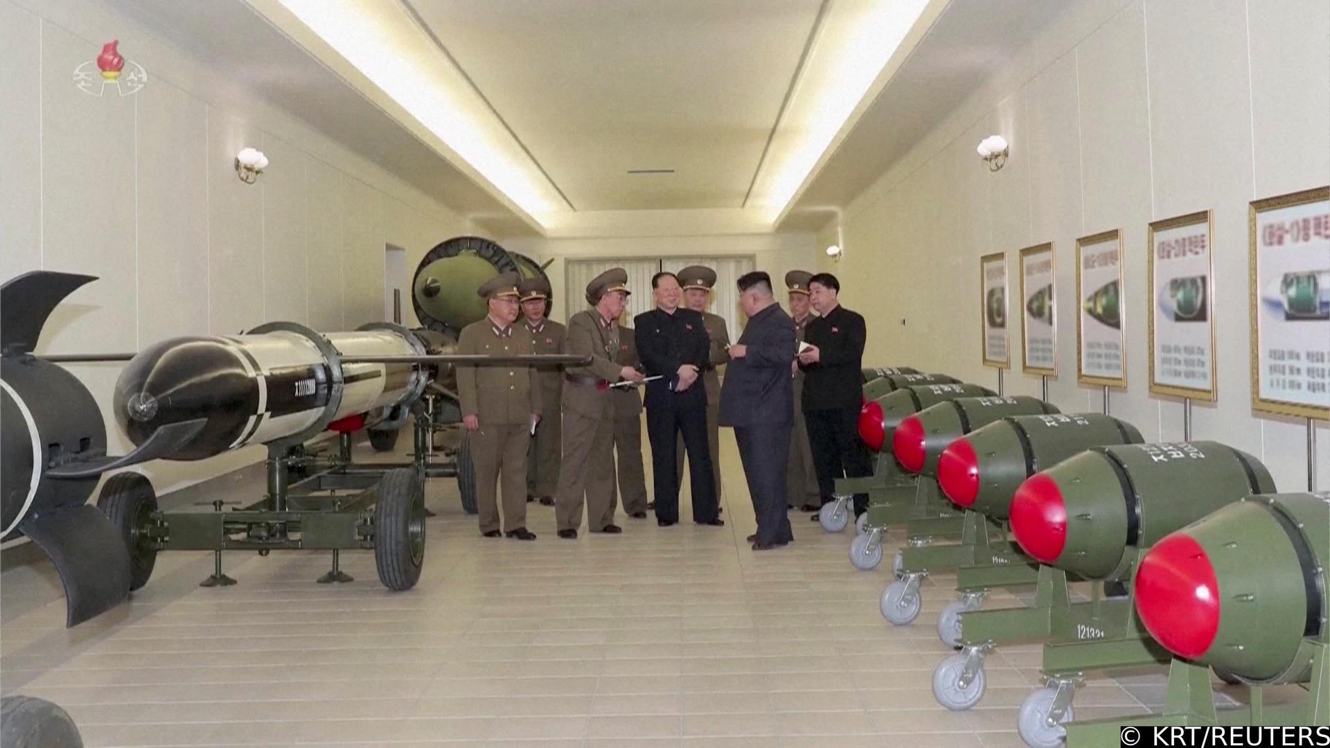 A screen grab shows North Korean leader Kim Jong Un inspecting nuclear warheads at an undisclosed location in this undated still image used in a video.  KRT/via Reuters TV/Handout via REUTERS   THIS IMAGE HAS BEEN SUPPLIED BY A THIRD PARTY. NORTH KOREA OUT. NO COMMERCIAL OR EDITORIAL SALES IN NORTH KOREA Photo: KRT/REUTERS