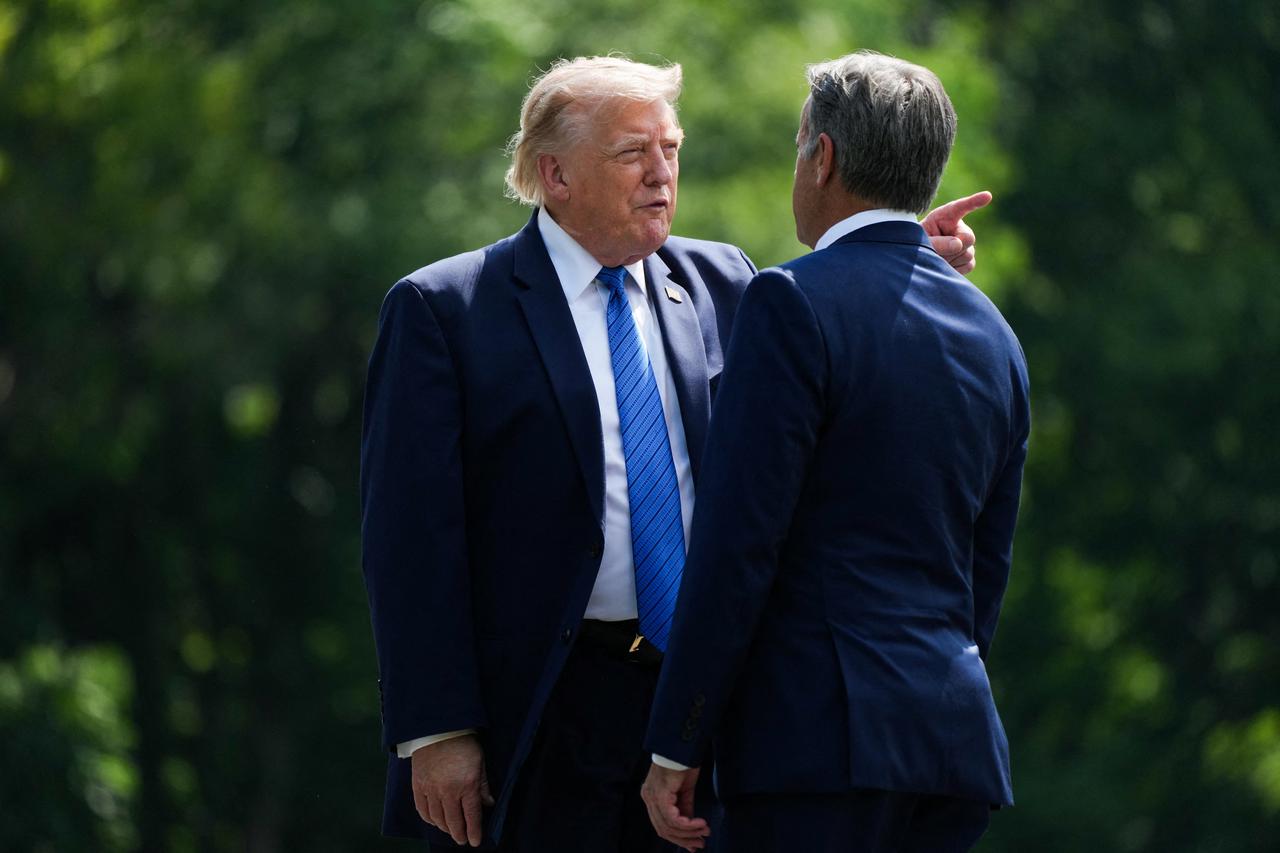 U.S. President Donald Trump departs after a Cabinet meeting at Camp David, in Thurmont