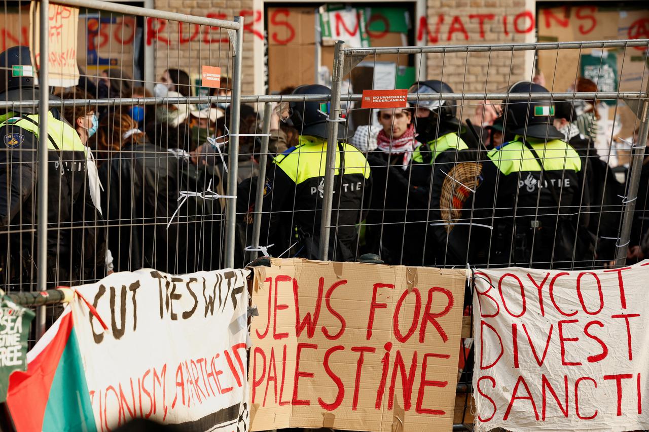 Protest against the ongoing conflict between Israel and the Palestinian Islamist group Hamas, in Amsterdam