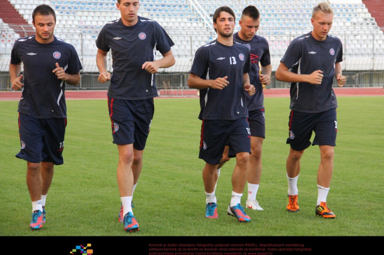 '06.06.2012., Split - Trening NK Hajduk na Poljudu. Goran Jozinovic, Ante Vukusic, Tomislav Kis, Mario Maloca.   Photo: Ivana Ivanovic/PIXSELL '