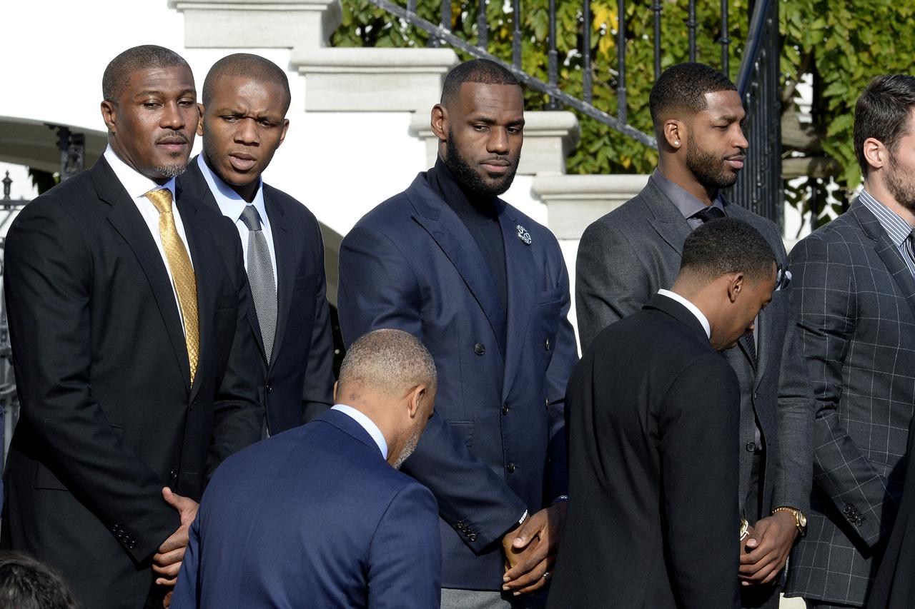 U.S. President Barack Obama welcomes the Cleveland Cavaliers to the White House - DC