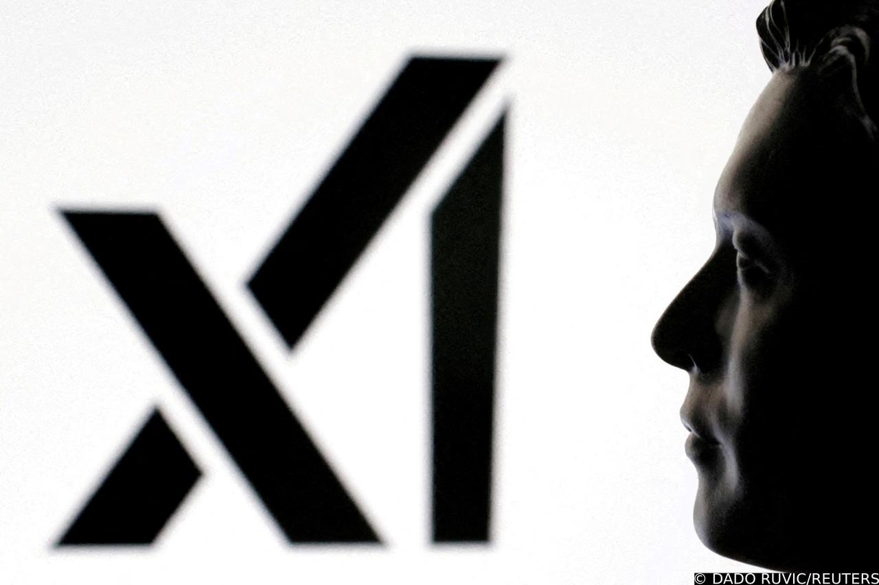 FILE PHOTO: Illustration shows 3D-printed miniature model of Elon Musk and xAI logo