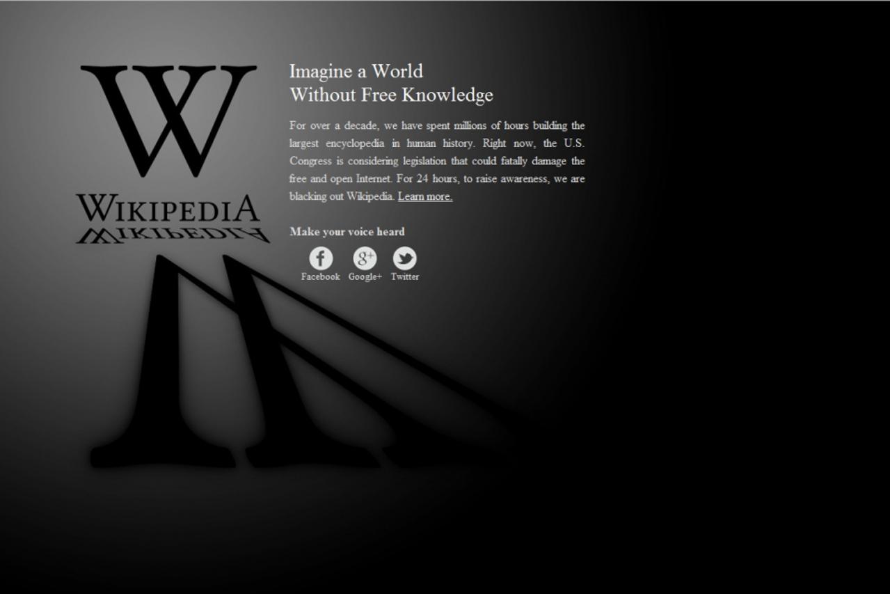 wikipedia ugasila englesku stranicu u znak protesta