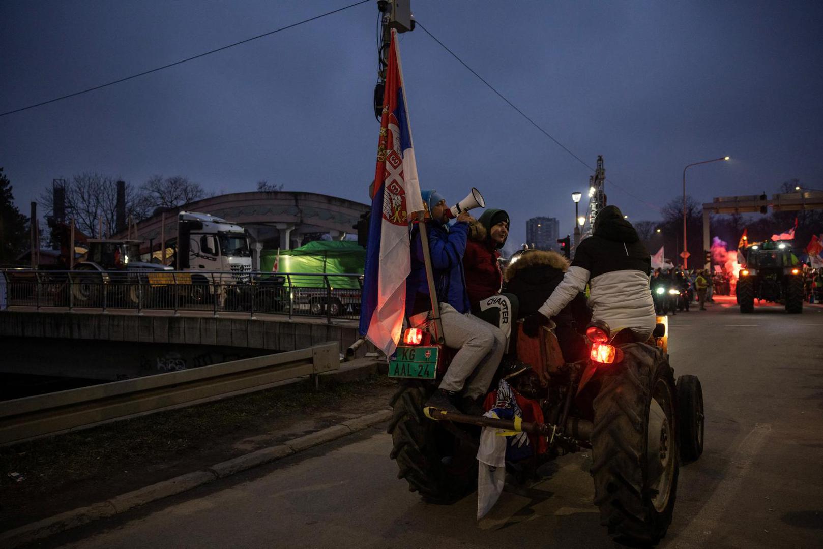 Farmers on tractors join a protest over the fatal November 2024 Novi Sad railway station roof collapse, in Kragujevac, Serbia February 15, 2025. REUTERS/Alkis Konstantinidis Photo: Alkis Konstantinidis/REUTERS