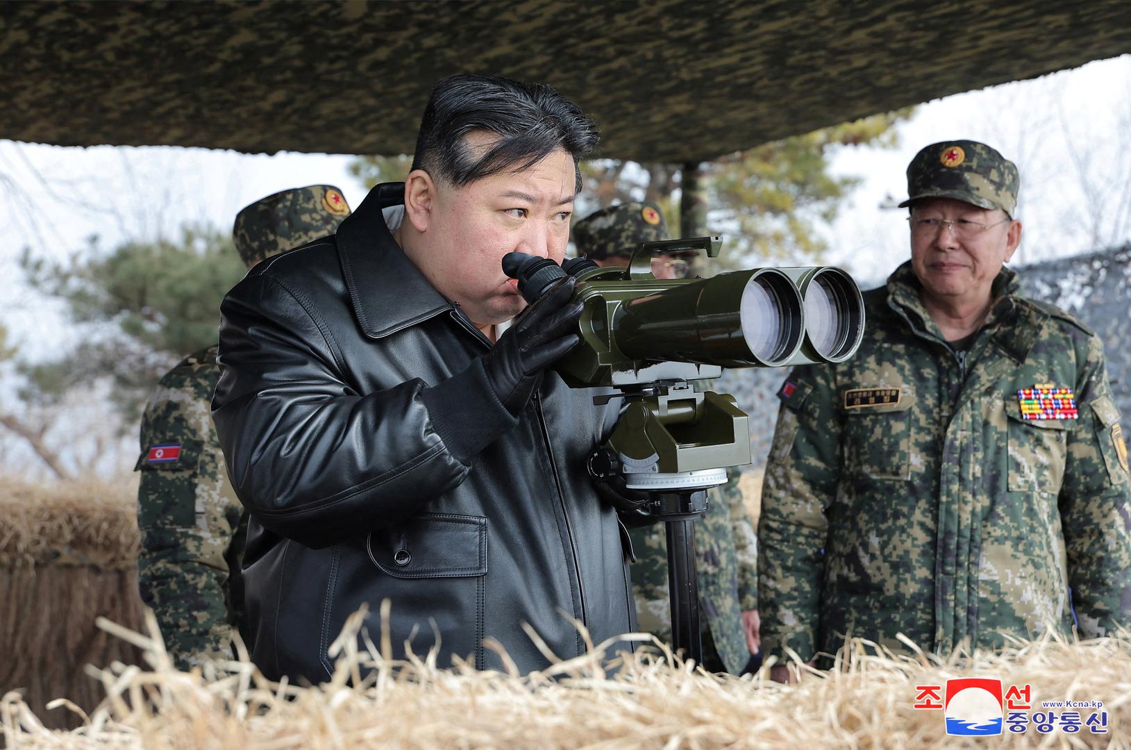 North Korean leader Kim Jong Un guides an artillery firing drill by the Korean People's Army, the country's military force, KCNA news agency reported, in North Korea, March 7, 2024 in this picture released on March 8, 2024, by the Korean Central News Agency.    KCNA via REUTERS    ATTENTION EDITORS - THIS IMAGE WAS PROVIDED BY A THIRD PARTY. REUTERS IS UNABLE TO INDEPENDENTLY VERIFY THIS IMAGE. NO THIRD PARTY SALES. SOUTH KOREA OUT. NO COMMERCIAL OR EDITORIAL SALES IN SOUTH KOREA. Photo: KCNA/REUTERS