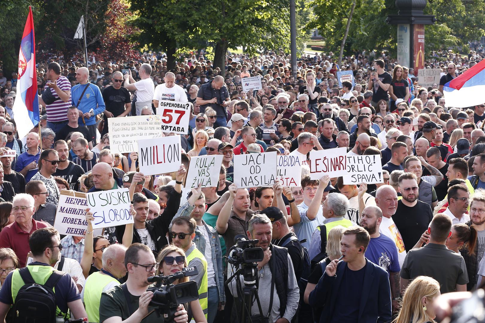 03, June, 2023, Belgrade -  In front of the House of the National Assembly, the fifth protest called "Serbia against violence" started, organized by a part of the pro-European opposition parties. Photo: Amir Hamzagic/ATAImages03, jun, 2023, Beograd - Ispred Doma narodne skupstine poceo je peti protest pod nazivom "Srbija protiv nasilja" u organizaciji dela proevropskih opozicionih stranaka. Photo: Amir Hamzagic/ATAImages Photo: Amir Hamzagic/ATA Images/PIXSELL
