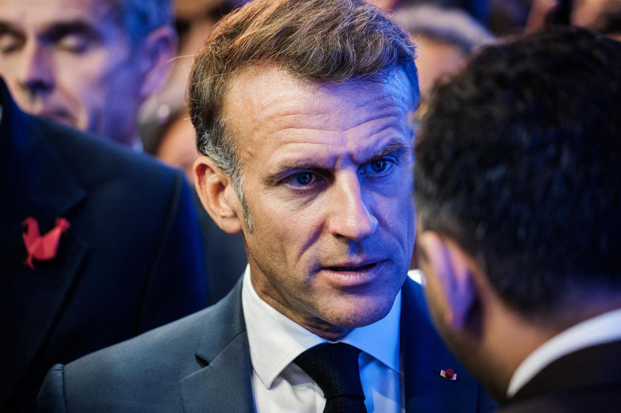 Le président de la République française Emmanuel Macron lors de sa visite à la 10ème édition du salon VivaTech 2026 au Paris Expo Porte de Versailles à Paris