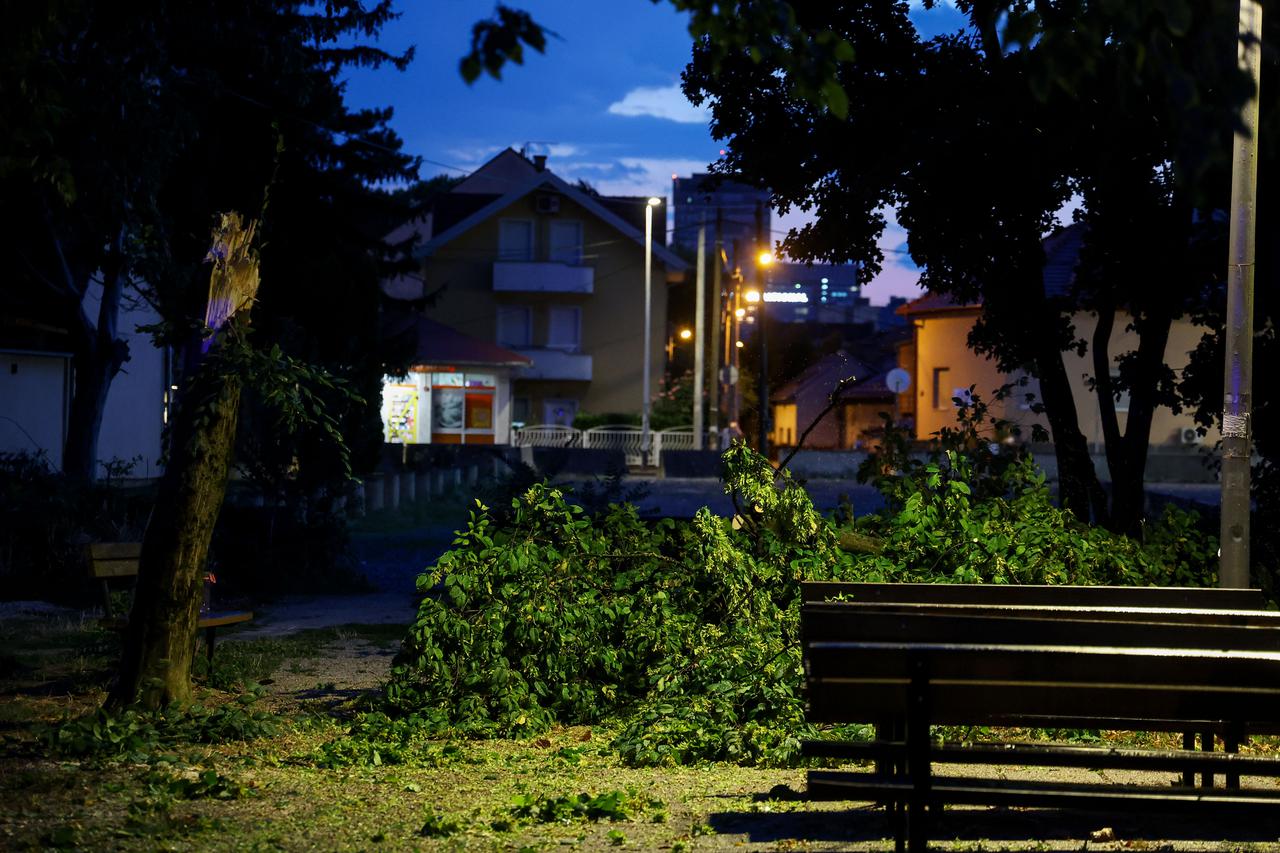 Zagreb: Vatrogasci uklanjaju stabla koja su pala na cestu kod Vukovarske