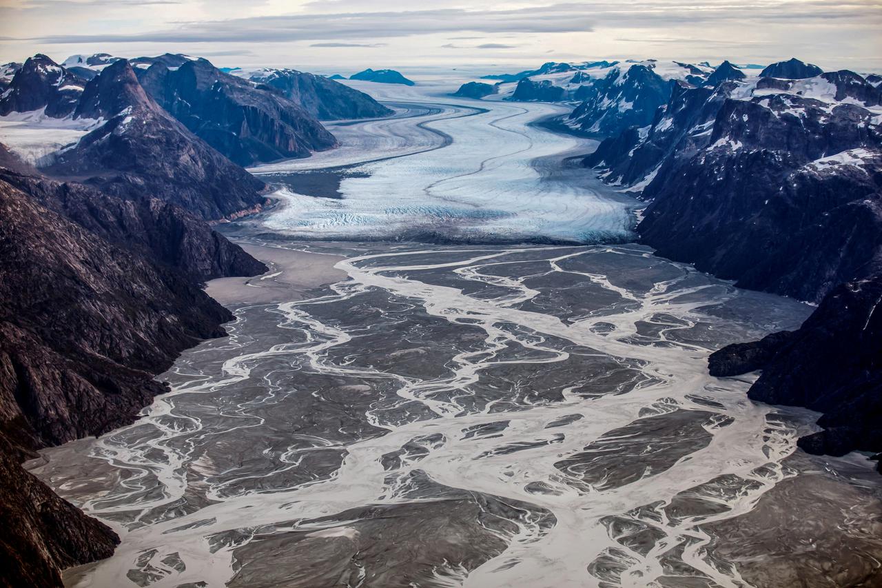 FILE PHOTO: A melting glacier is seen in an aerial photo over Greenland