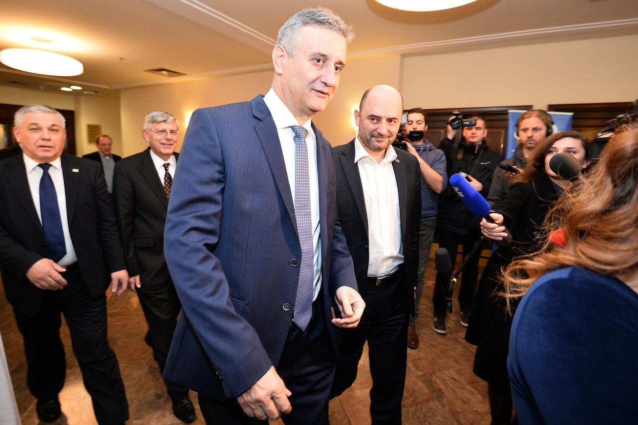 23.12.2015., Zagreb -  U hotelu Panorama odrzana sjednica Nacionalog vijeca HDZ-a. Tomislav Culjak, Zeljko Reiner, Tomislav Karamarko, Milijan Brkic.. Photo: Marko Prpic/PIXSELL
