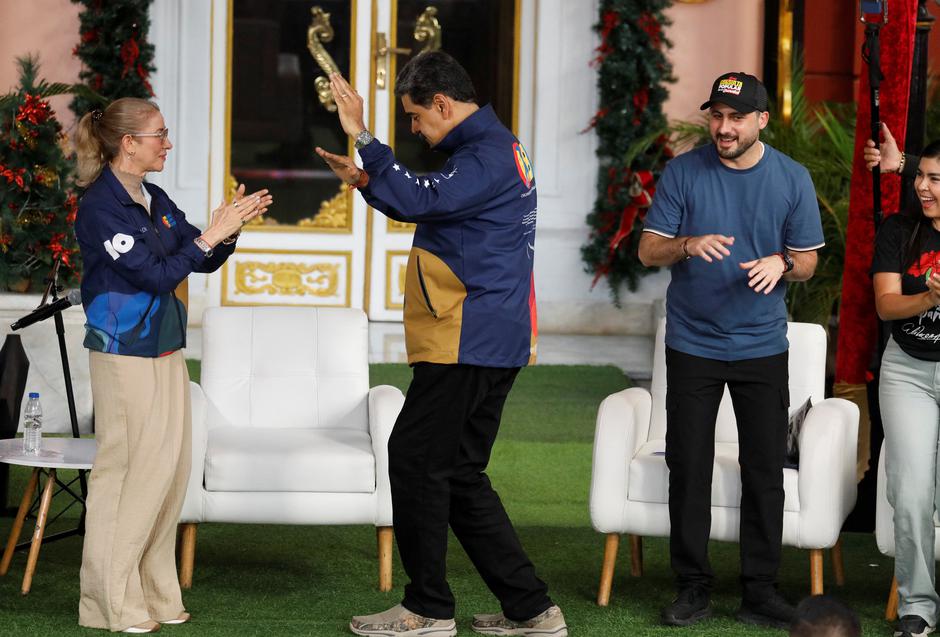 Students march in support of President Nicolas Maduro, in Caracas