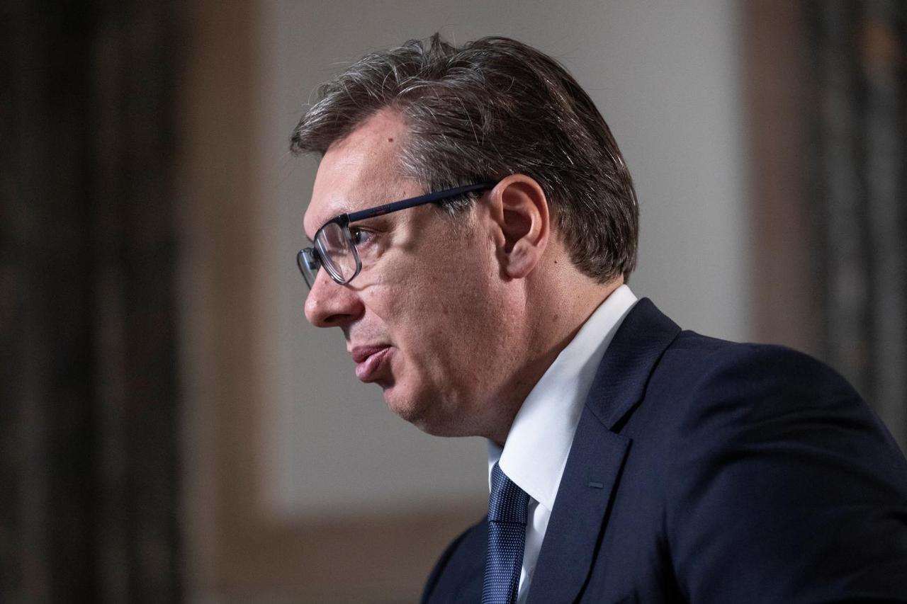 Serbian President Aleksandar Vucic attends an interview with Reuters in Belgrade