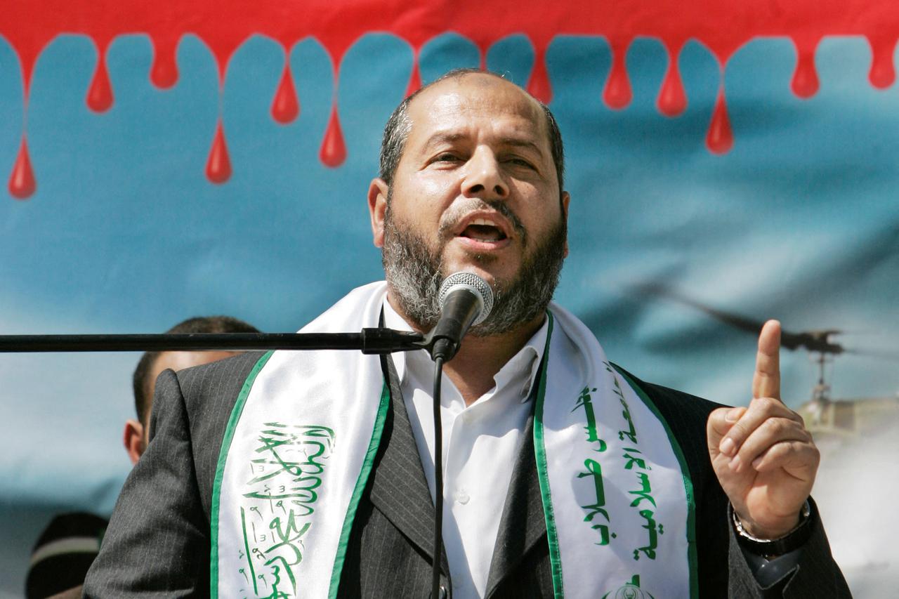 FILE PHOTO: Senior Hamas leader al-Hayya speaks during an anti-Israel rally organised by the Hamas movement in Gaza