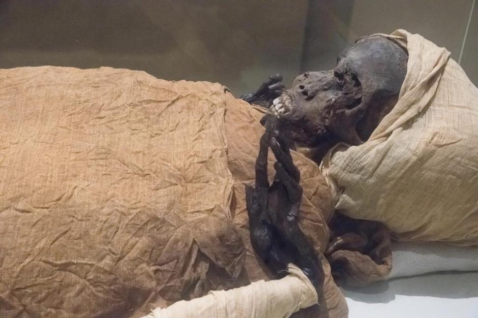 A mummy, said to be belonging to an ancient Egyptian King, is seen in Egypt