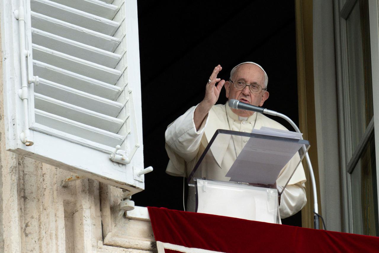 Pope Francis leads the Angelus prayer at the Vatican