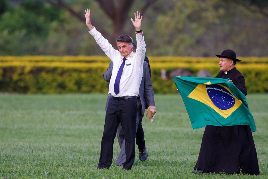 Brazil's President Bolsonaro meets supporters at the Alvorada Palace, in Brasilia