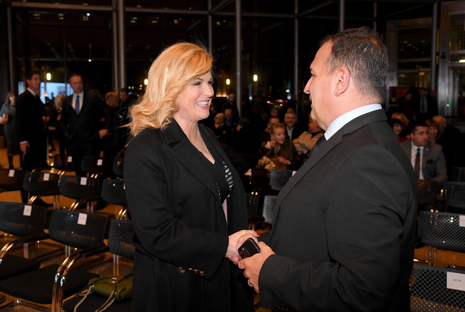 16.01.2023., Zagreb - U Nacionalnoj i sveucilisnoj knjiznici odrzana je promocija 2. dopunjenog izdanja knjige "Diplomatska oluja" Mate Granica. Kolinda Grabar Kitarovic, ministar zdravstva Vili Beros Photo: Josip Regovic/PIXSELL