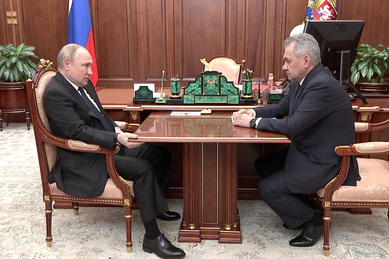 Russia's President Putin attends a meeting with Defence Minister Shoigu in Moscow
