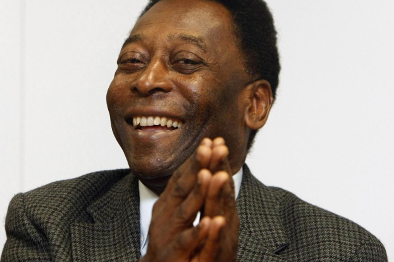 'Brazilian soccer legend Pele during a press conference ahead of the fundraiser \'An Evening With Pele\' in aid of Our Lady\'s Children\'s Hospital, Crumlin, and Little Prince Children\'s Hospital in 